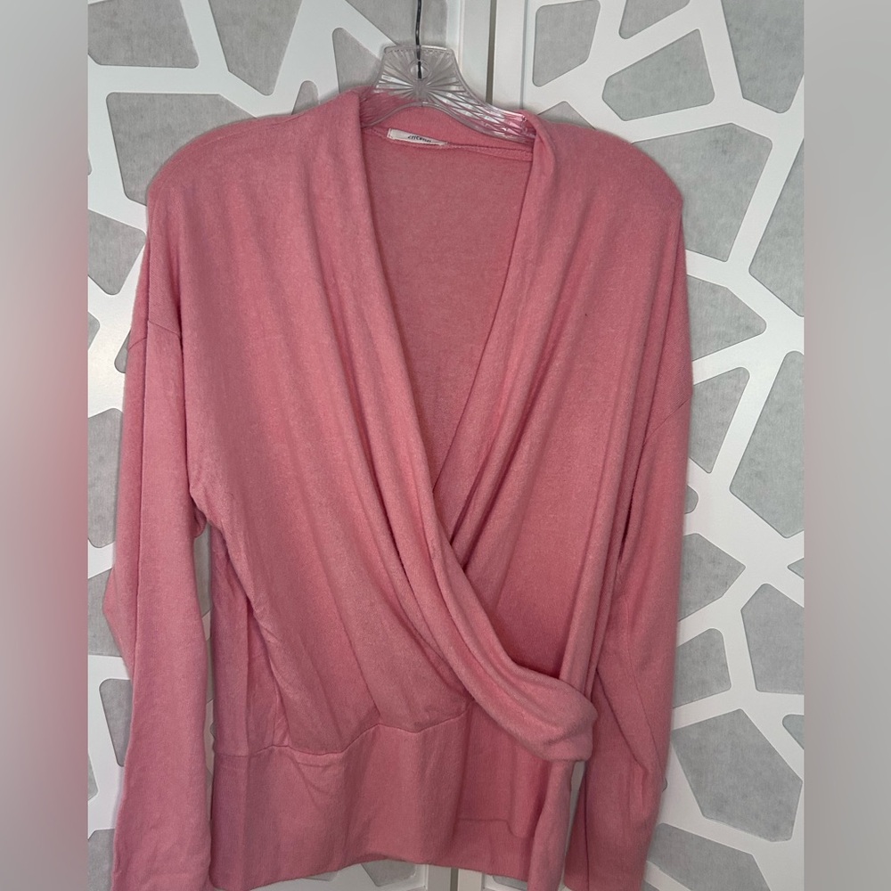 Pink Wrap-Style Top